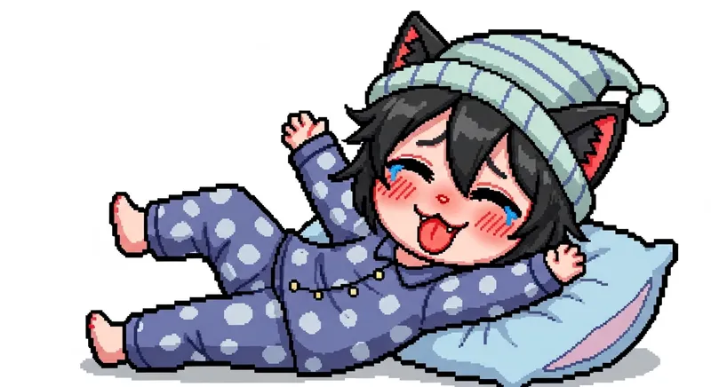 Cute Emo Cat in Pajamas | Flipnote Hatena Art