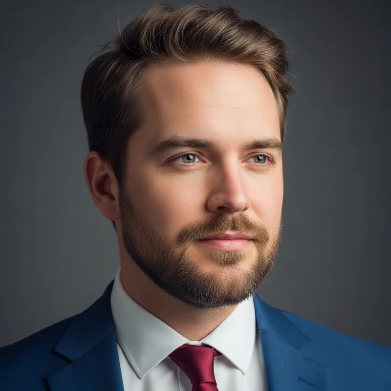 Dignified British Adult in Stylish Blue Suit