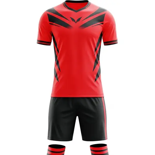 Vibrant Red and Black Soccer Uniform Design