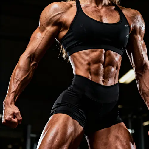 Muscle Women Bodybuilder with 6 Pack Abs