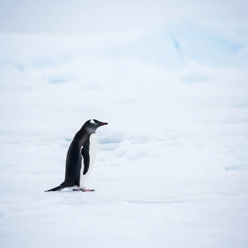 Adorable Penguin Waddling on Ice