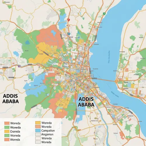 Detailed Map of Addis Ababa with Woredas