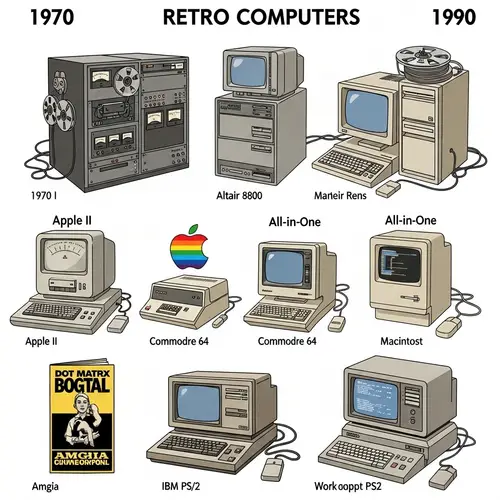 Retro Computers Timeline 1970-1990 Evolution