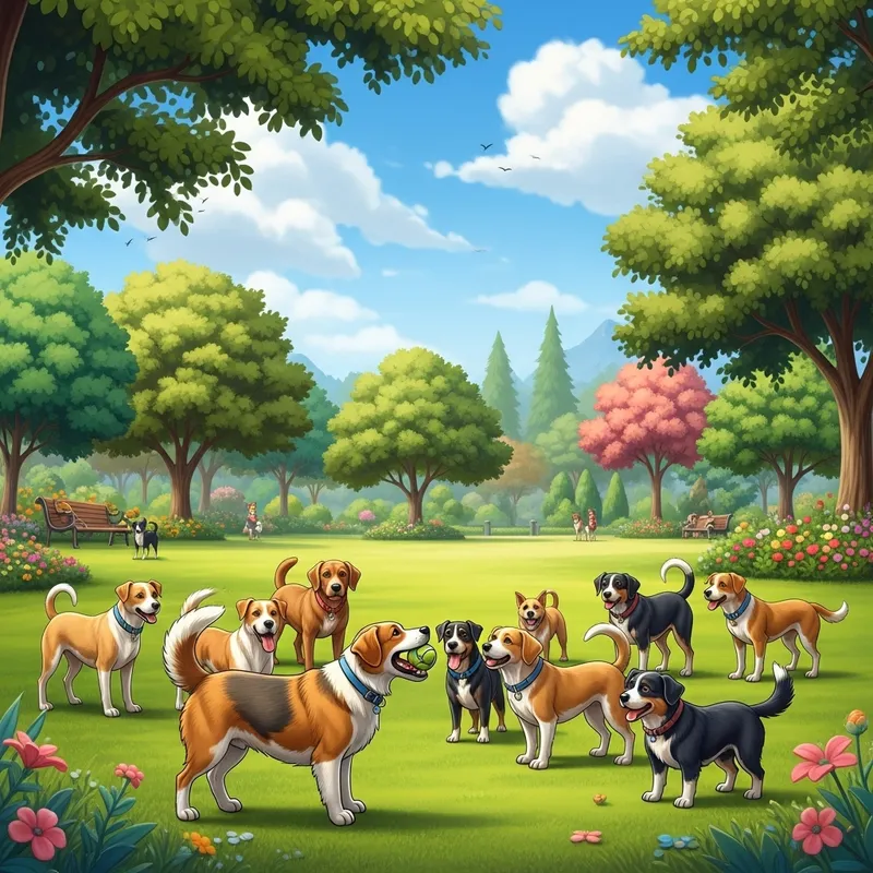 Cute Dog Playing Ball with Pack in Park | Fun Dog Activity