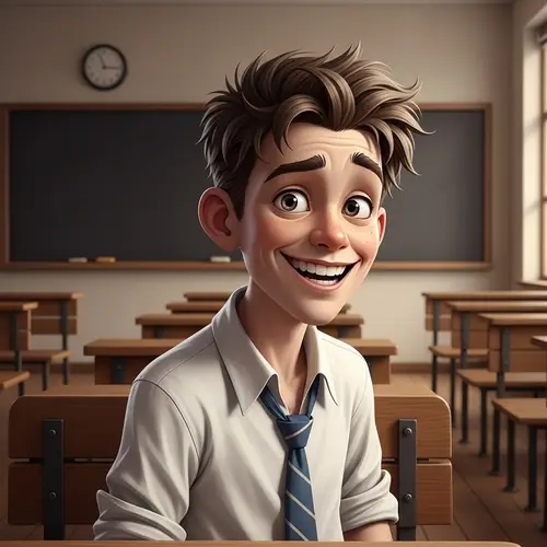 Detailed 2D Animation of a Backbencher School Boy