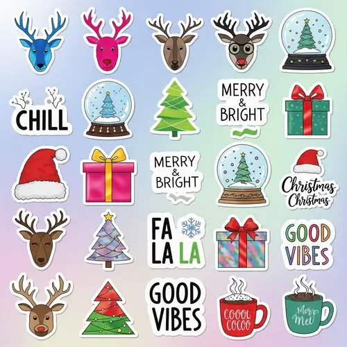 Colorful 'CUTE' Christmas Stickers for Teens and Young Adults