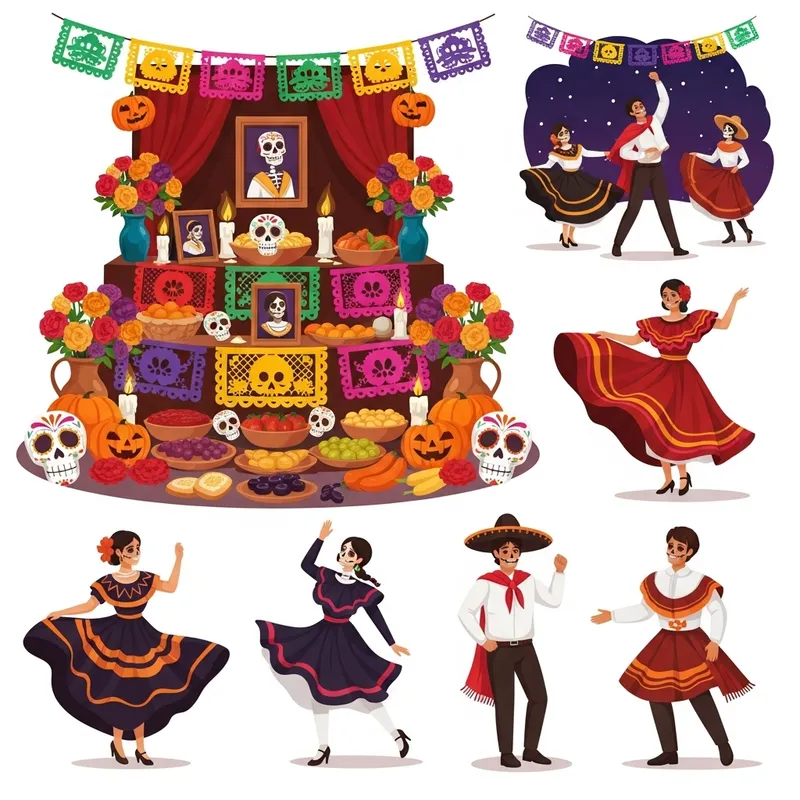 Vibrant Día de los Muertos Scene in Mexico