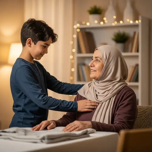 Heartwarming Bond Between Mother and Son in Middle-Eastern Home