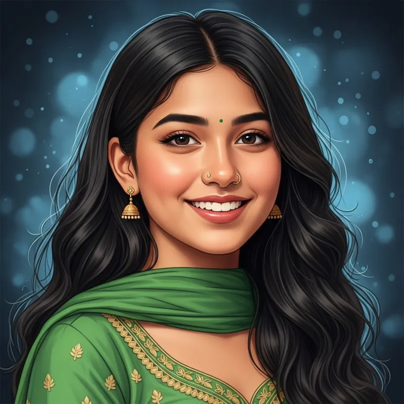 Beautiful Girl - Portrait with Bright Smile & Traditional Dress Beautiful Girl - Portrait with Bright Smile & Traditional Dress