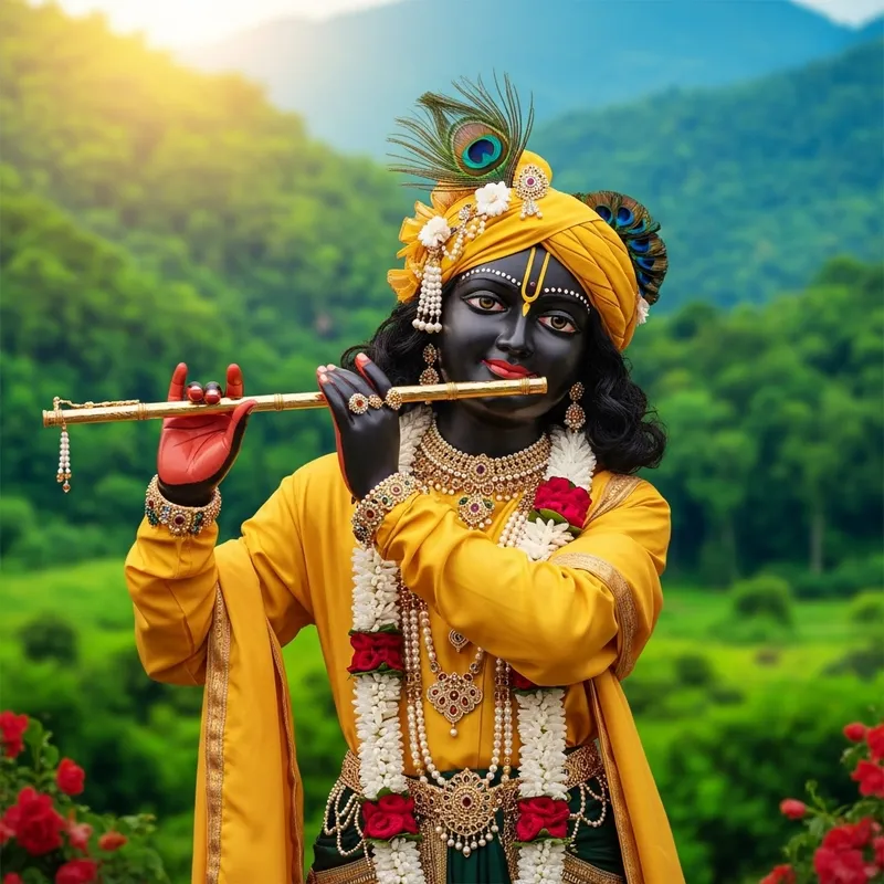 Krishna: Enchanting Image of Divine Lord in Traditional Attire