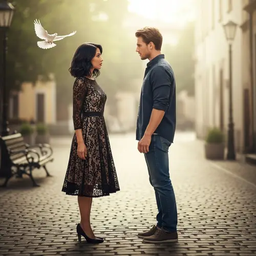 Love at First Sight: Romantic Encounter in Cobblestone Park