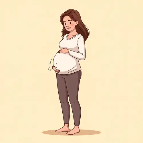 Joyful Cartoon Pregnant Woman in Maternity Style