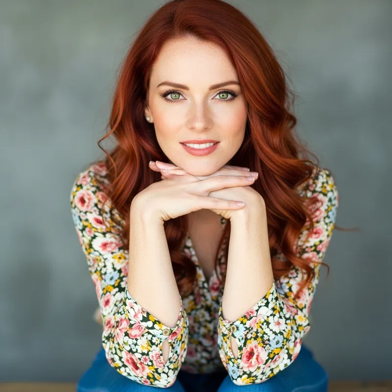 Hot Redhead Woman with Vibrant Red Hair - Captivating Portrait