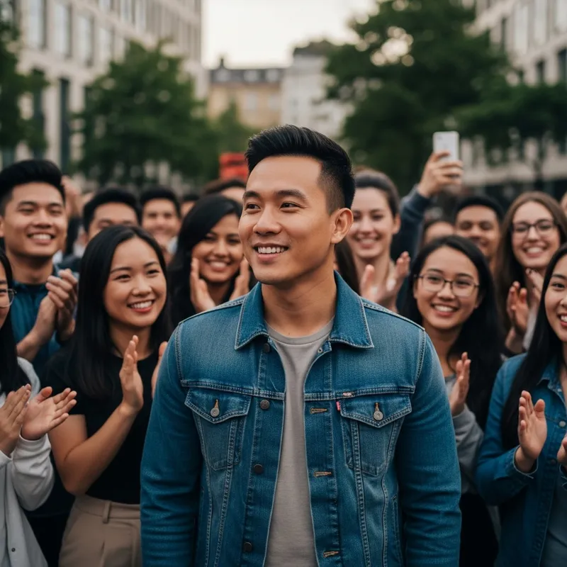 Realistic Portrait of Vietnamese Man Captivates Diverse Crowd