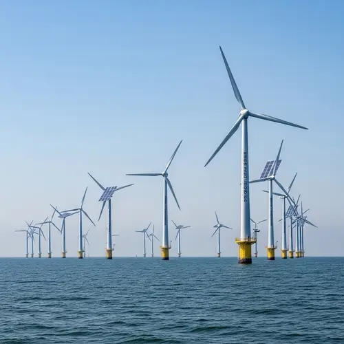 Tranquil Seascape with Majestic Wind Turbines