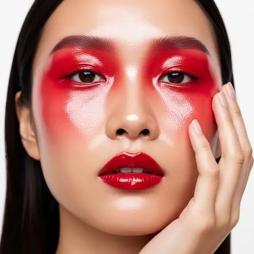 2000s Inspired Glossy Red Makeup Look by Gucci Westman for i-D Magazine Beauty Editorial