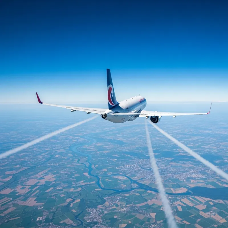 Airplane Flying in Clear Blue Sky