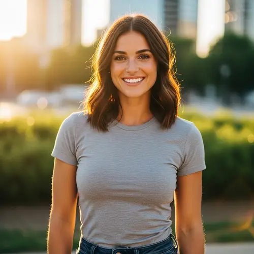 Young Athletic Woman Smiling - Casual Outfit Photo