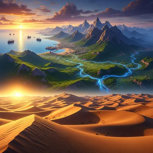 Picturesque Landscape of Algeria: Desert Dunes, Mountains, and Mediterranean Sea