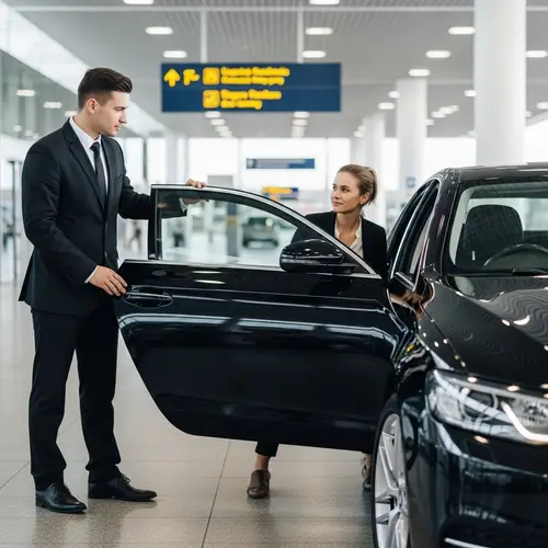 Professional Chauffeur Opening Door of Sleek Black Sedan