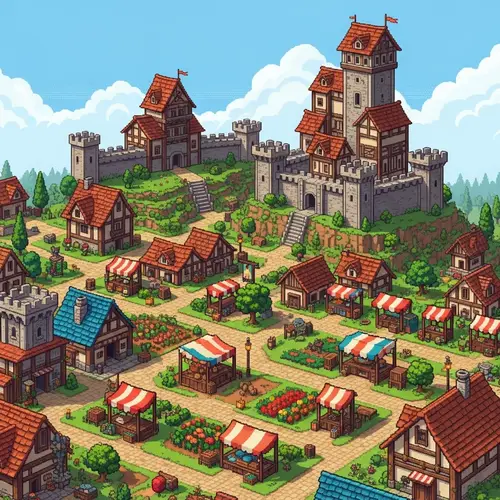 Pixel Art Medieval Village & Castle: Detailed Exploration