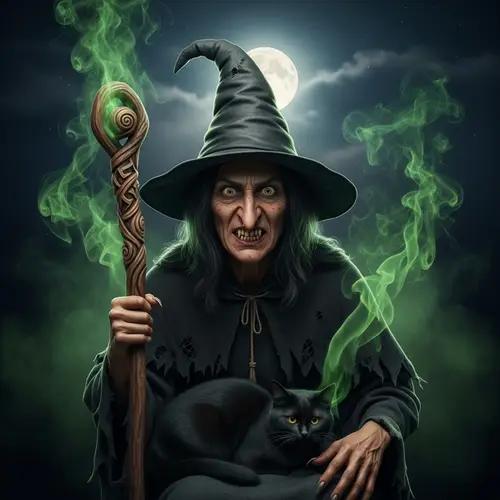 Mysterious Hispanic Witch with Wooden Staff | Fairy Tale Character