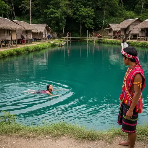 Aeta Village in the Philippines: Native Man Sees Lady Swimming