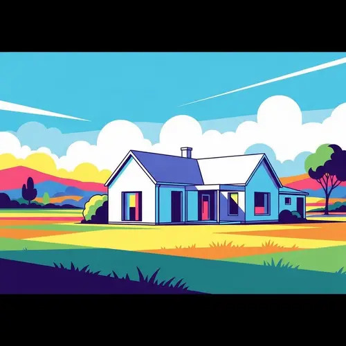 Minimalist Pastoral House in Bold Pop Art Style