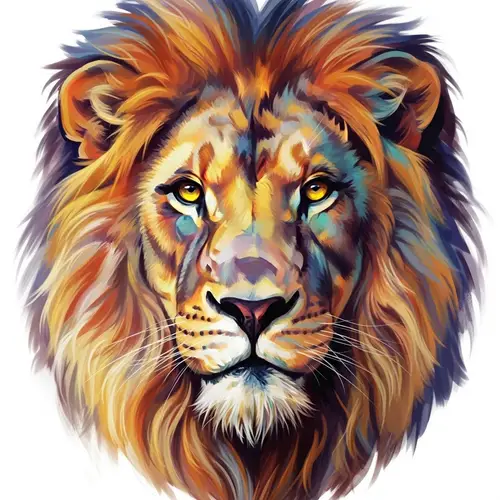 Fierce Lion Portrait: Bold Colors & Digital Fantasy Art