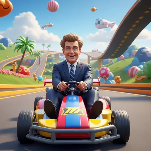 Middle-Aged Politician Cart Racing Game | Exciting Arcade Fun