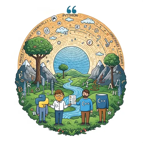 Intricate Display of Language and Technology Marvels