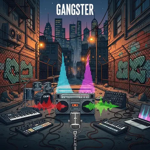 Gangster Trap Music Album in Gritty Urban Setting