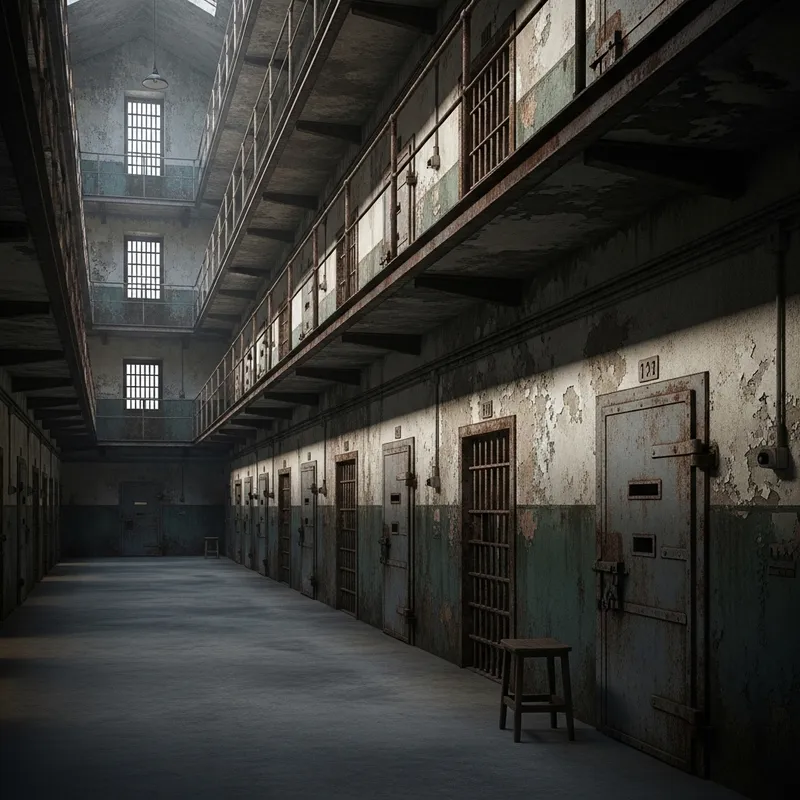 Penitentiary Bars: Eerie Prison Atmosphere