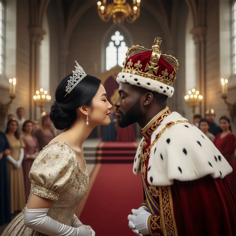 Princess and King Kissing at Coronation Ceremony Princess and King Kissing at Coronation Ceremony