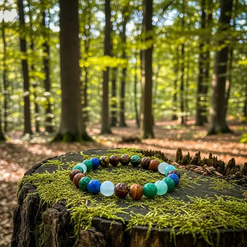 Natural Stone Bracelet in a Serene Forest