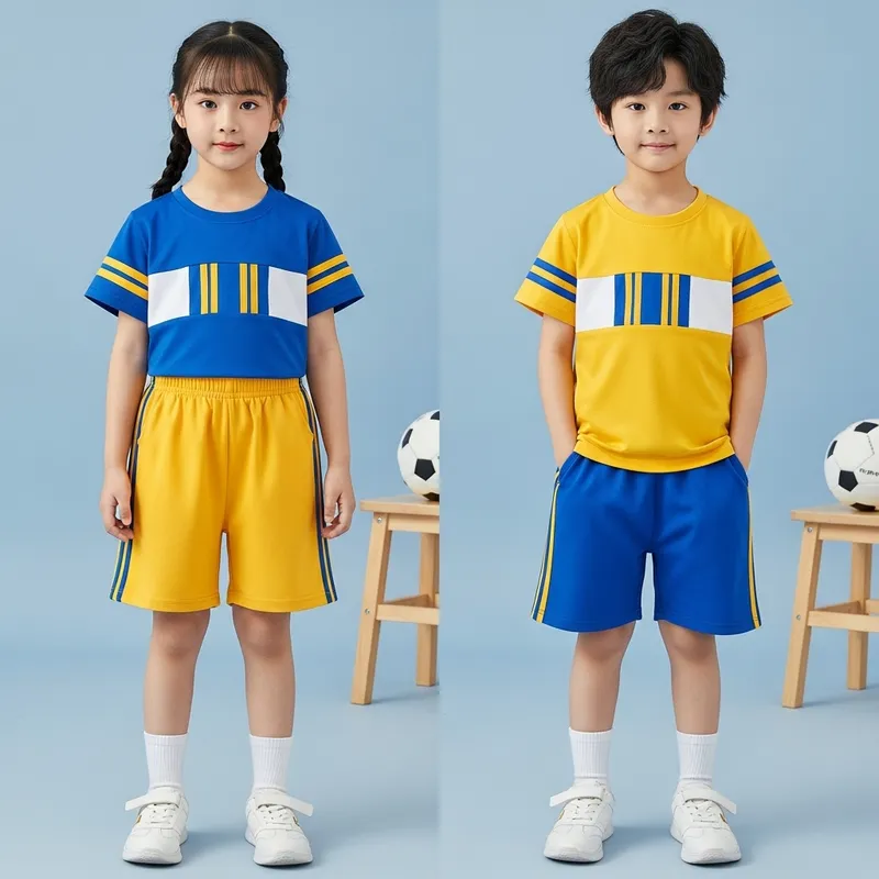 Vibrant Blue and Yellow Preschool PE Uniforms - Sporty Look