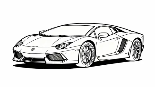 Lamborghini Coloring Page - Black and White