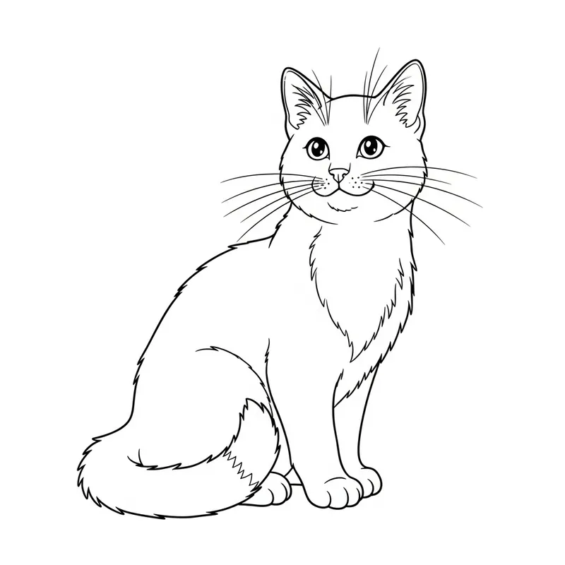 Cute Cat Coloring Page for Kids