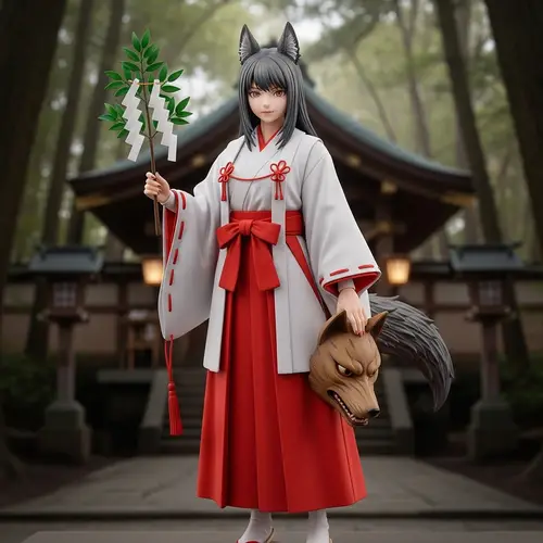 Japanese Shrine Maiden Toji with Lupine Features