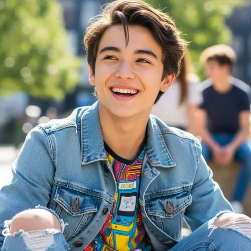 Stylish Asian Teenage Boy in Trendy Clothes