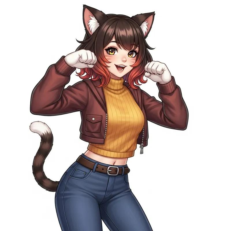 Unique Anime-Style Cat Girl Avatar Design | Feline Features & Vibrant Colors