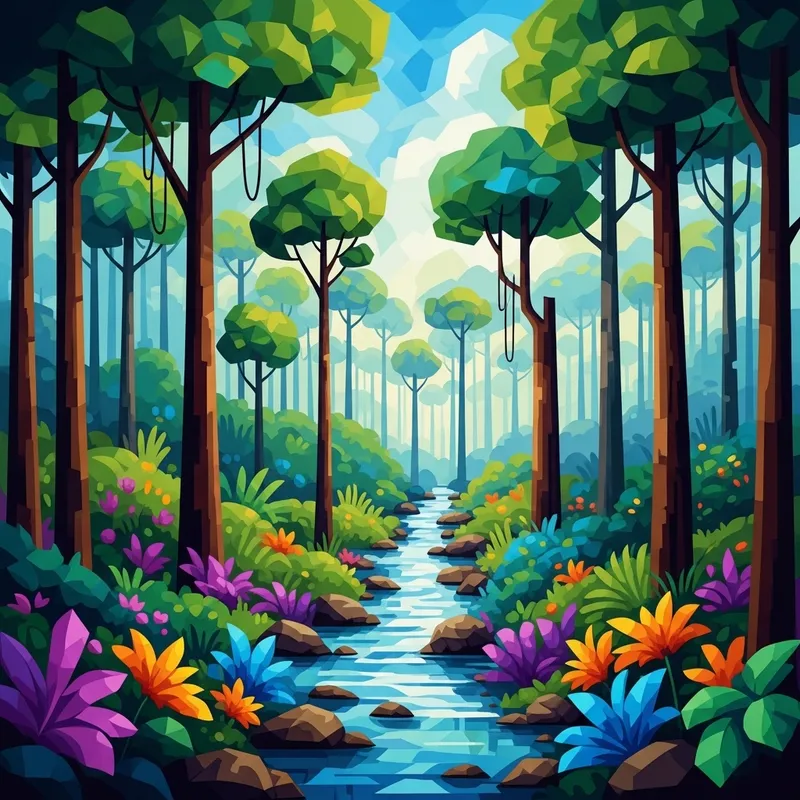 Colorful Abstract Rainforest Art