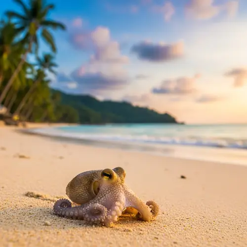 Bubbly Baby Octopus at Phuket Beach | Enchanting Sunset View