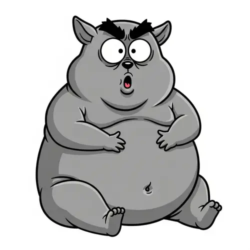 Fictional Plump Seated Animal Character Combo - Humorous Waiting Concept