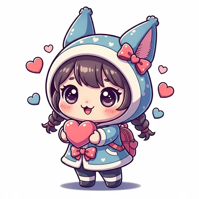 Cute Kawaii Character: Exaggerated Features