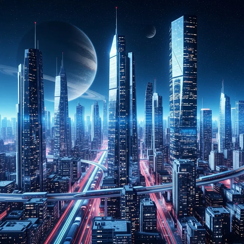Vibrant Futuristic Cityscape: Dynamic Modern Energy