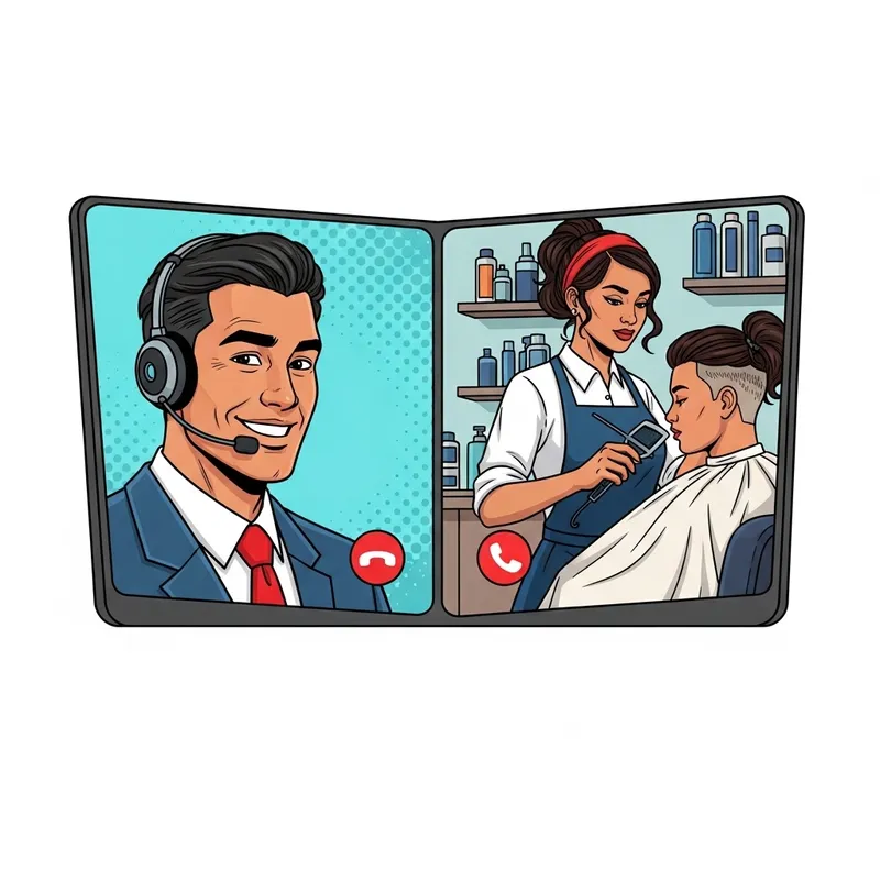 Vibrant Tech-Savvy Barber Team and Engaged Customer Service Rep Vibrant Tech-Savvy Barber Team and Engaged Customer Service Rep