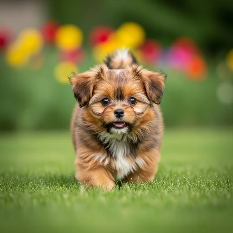 Cute Small Dog Exploring a Joyful Garden