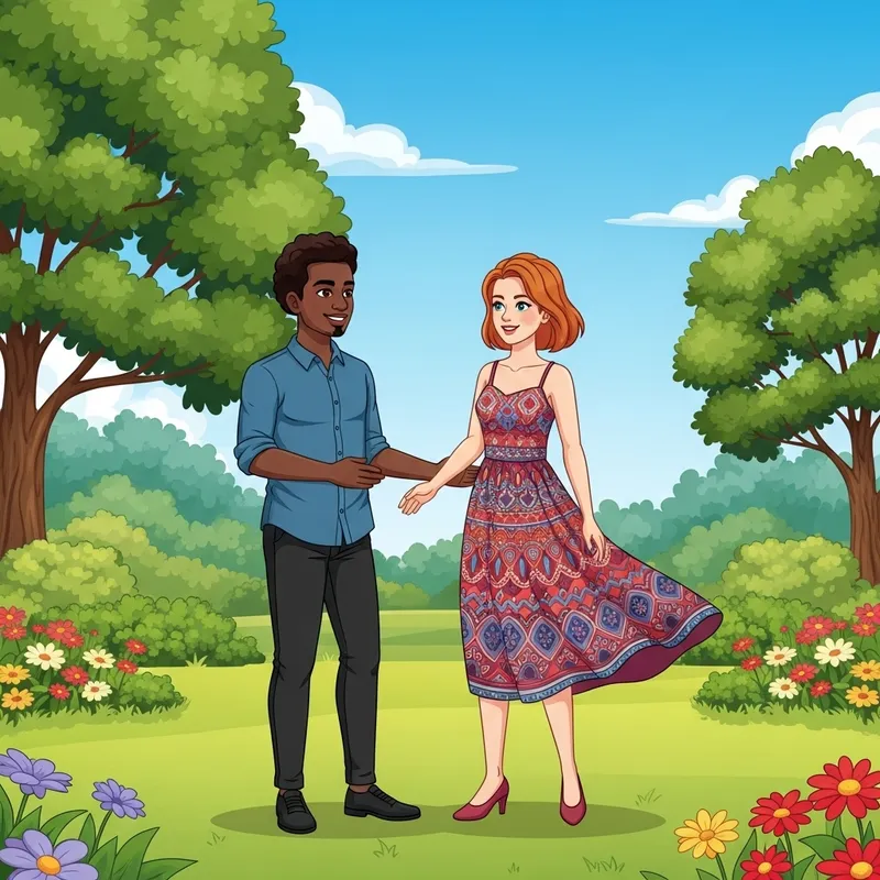 Brown-Skinned Man with White Woman in Serene Park Brown-Skinned Man with White Woman in Serene Park