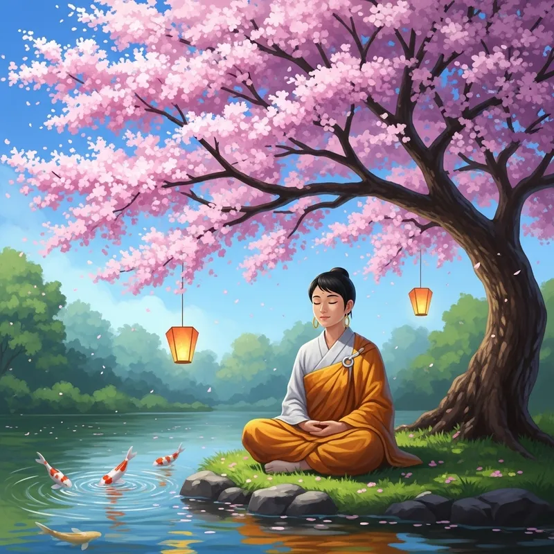 Tranquil Meditation in a Serene Landscape